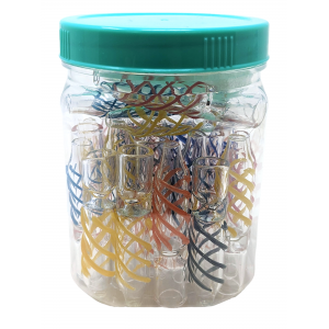 Mini Assorted Spiral Ribbon Clear Chillum Hand Pipe - (Jar of 30) [JARCHP30]