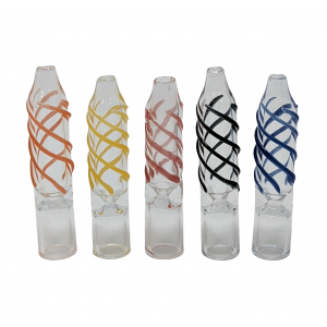 2" Mini Assorted Spiral Ribbon Clear Chillum Hand Pipe - (Jar of 35) [JARCHP35]