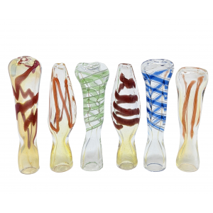 Mini Assorted Silver Fumed swirl Ribbon Chillum Hand Pipe - (Jar of 40) [JARCHP40]