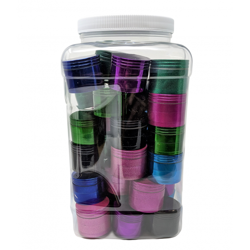 42mm Assorted Colors/ Design 4 Part Grinder (Display of 36) [JARG4236]