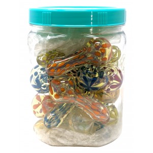 2.5" Assorted Colors Silver Fumed Dot Art Hand Pipe 20Ct JAR - [JARGSK20]