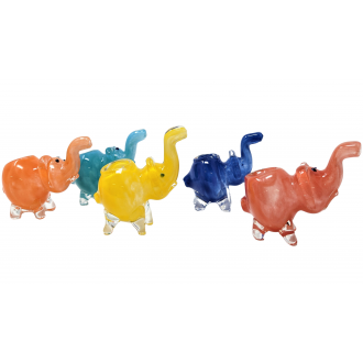 3" Mini Assorted Elephant Animal Hand Pipe - (Jar of 12) [JARME12]