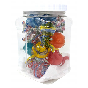 Mini Assorted Design Standing Elephant Animal Hand Pipe - (Jar of 14) [JARME14]