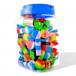 Assorted Colors Silicone Hand Pipes Jar - 60Ct [JARSP60]