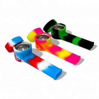 Assorted Colors Silicone Hand Pipes Jar - 60Ct [JARSP60]