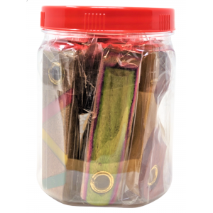 3.5" Assorted Colors/Design Wooden Hand Pipes Jar - 12Ct [JARWP12]