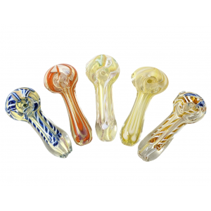 3" Assorted Design Gold Fumed Hand Pipe 20Ct Jar [KP20HPJAR]