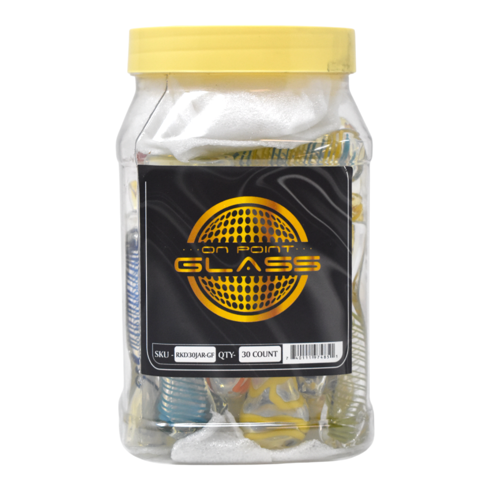 3.5-inch Gold Fumed Spiral Art Chillum Hand Pipe – 30ct Jar