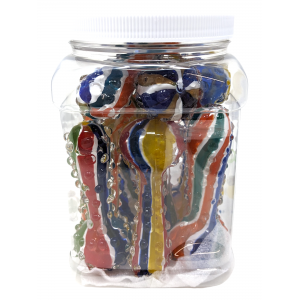 4" Assorted Frit Multi Marble Stripes Hand Pipe 10 Ct Jar - [RKGS10JAR]