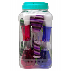 8" Assorted Color & Design Dome Perc Beaker Water Pipe - (Jar of 7) [WP81P-7-JAR]