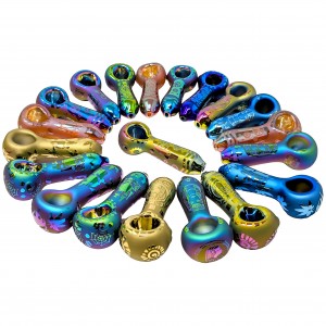 4.1" Electroplated Sand Blasted Hand Pipe In ShatterEgg-Jar - 20Pc [WSG328]