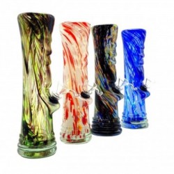 10" Finger Grip Soft Glass Straight Water Pipe - Glass On Rubber [MA-1012]
