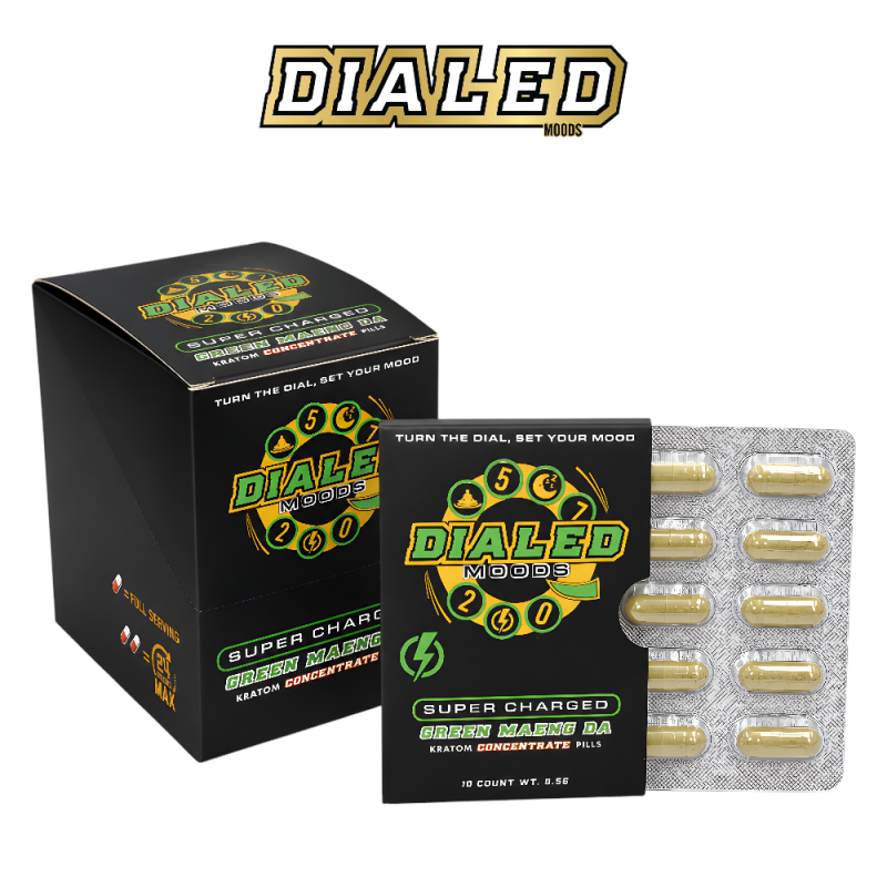 DIALED MOODS Kratom Capsules – 10ct / 10 Pack Display