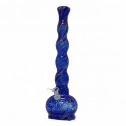 18" Multi Bubble Spiral Frit Soft Glass Water Pipe - Glass On Glass [L2137G]