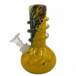 6" Mini Apple Bottom with Rings Color Slash Soft Glass Water Pipe - Glass On Glass [L5810G]