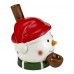 Ceramic pipe shaped like a snowman with a carrot nose and green-striped scarf