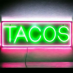 23.75" x  8.75" Neon Sign With Remote Controller - Tacos [LED-NS002]