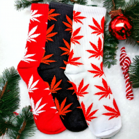 Christmas Cannabis Leaf Printed Socks - 1 Pair [LL44Christmas]