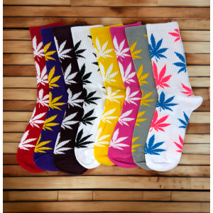 Cannabis Leaf Printed Socks - 1 Pair ASSORTED COLORS [Size: Adullt] - [LL44] 