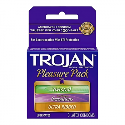 Trojan Pleasure Pack 3's Lubricated Latex Condoms - 6pk