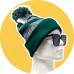 Two Stripe Pom Pom Skull Cap [Glasses NOT included] - [TTPPCAP]