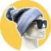 Two Stripe Pom Pom Skull Cap [Glasses NOT included] - [TTPPCAP]
