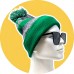 Two Stripe Pom Pom Skull Cap [Glasses NOT included] - [TTPPCAP]