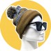 Two Stripe Pom Pom Skull Cap [Glasses NOT included] - [TTPPCAP]