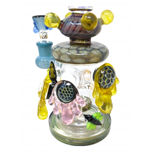 10″ TATAOO Glass Oozing Beehive Multi Marble Straight Water Pipe - [C15B]