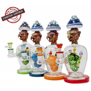 TATAOO - 11.5" Creepy Face W/ Multi Mushroom Perc Water Pipe - [C340]