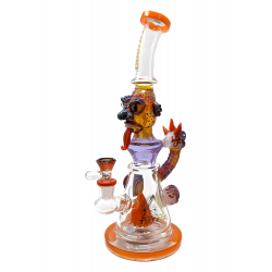 12" TATAOO Glass Devil Face Eyeball Pendant Conical Water Pipe Rig - [C47]
