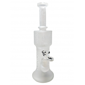 11" BIIGO Glass By Lookah Showerhead Perc Geometric Sand Blasted Straight Water Pipe Rig - [GT029]