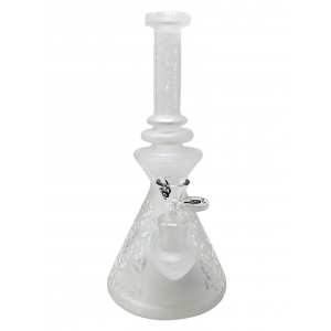 9" BIIGO Glass By Lookah Sand Blasted Circled Star Showerhead Perc Beaker Water Pipe - [GT030]