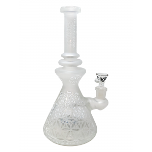 9" BIIGO Glass By Lookah Sand Blasted Circled Star Showerhead Perc Beaker Water Pipe - [GT030]