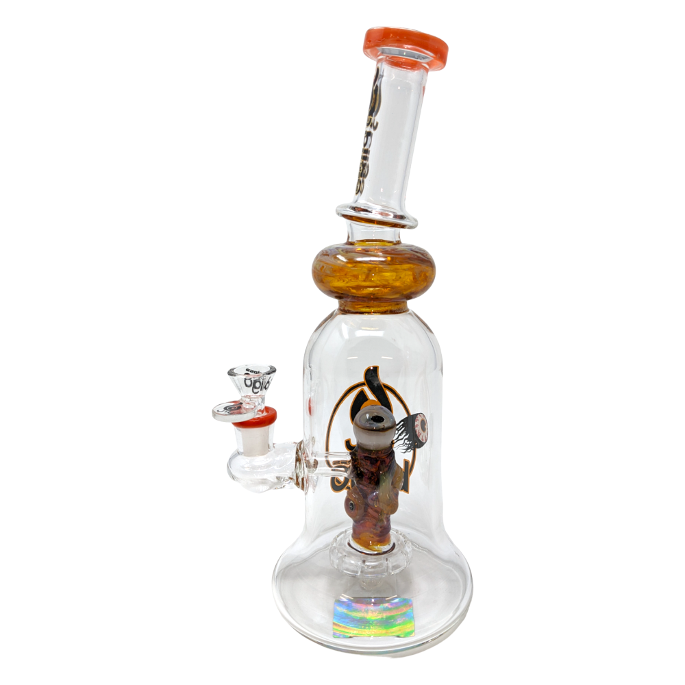 12" BIIGO Glass By Lookah Bell Bottom Devil Eye Perc Water Pipe Rig (Orange) - [GT037]