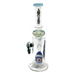 11.5" BIIGO Glass By Lookah Bell Bottom Monster Eye Perc & Pendant Water Pipe Rig (Blue) - [GT043]