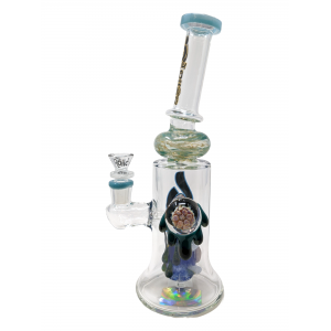 11.5" BIIGO Glass By Lookah Bell Bottom Monster Eye Perc & Pendant Water Pipe Rig (Blue) - [GT043]