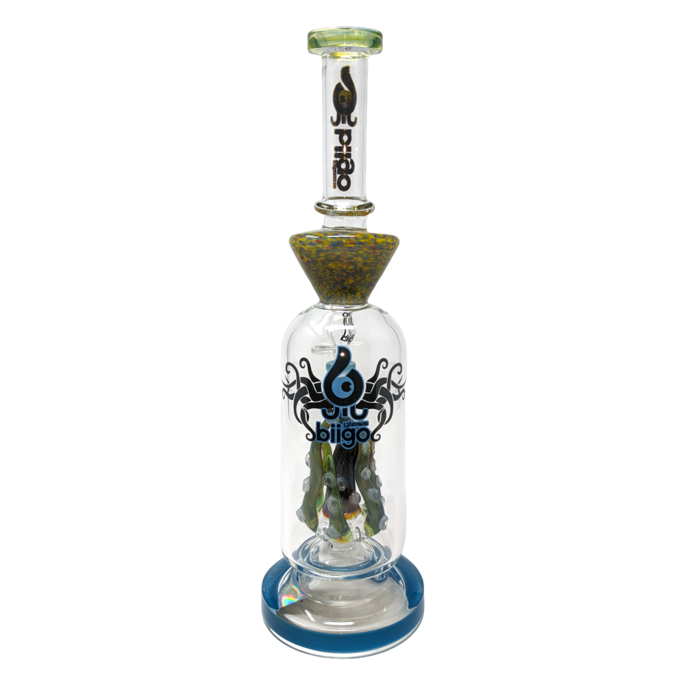 13.5" BIIGO Glass By Lookah Octopus Tentacle Perc Straight Water Pipe Rig (Blue) - [GT046]
