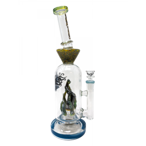 13.5" BIIGO Glass Bent Neck With Octopus Tentacles Perc Water Pipe By Lookah - Blue [GT046]