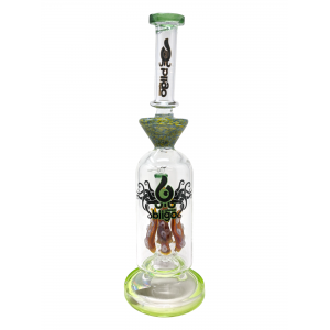 14" BIIGO Glass Bent Neck With Octopus Tentacles Perc Water Pipe By Lookah - Green [GT048]