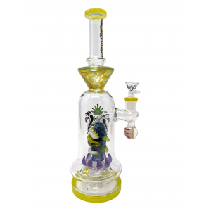 13.5" BIIGO Glass By Lookah Bell Bottom Oozing Monster Eye Perc Water Pipe Rig (Green) - [GT052]