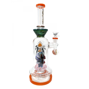 13.5" BIIGO Glass By Lookah Bell Bottom Oozing Monster Eye Perc Water Pipe Rig (Orange) - [GT053]