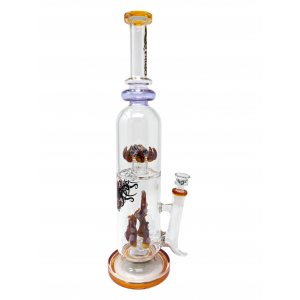16" BIIGO Glass By Lookah One Eye & Octopus Tentacle Perc Straight Water Pipe Rig (Purple) - [GT054]