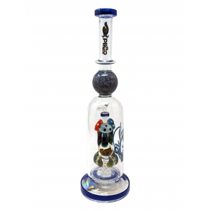 13.5" BIIGO Glass Bent Neck Funky Mushroom Perc Water Pipe By Lookah - Blue [GT058]