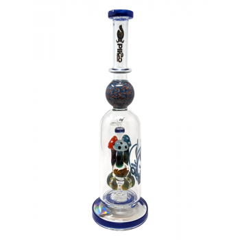 13.5" BIIGO Glass Bent Neck Funky Maushroom Perc Water Pipe By Lookah - Blue [GT058]