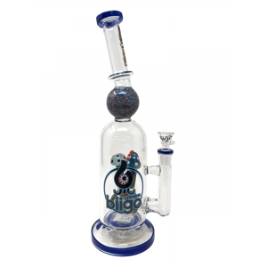 13.5" BIIGO Glass Bent Neck Funky Maushroom Perc Water Pipe By Lookah - Blue [GT058]