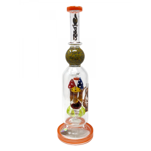 14" BIIGO Glass Bent Neck Funky Maushroom Perc Water Pipe By Lookah - Orange [GT059]