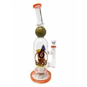 14" BIIGO Glass By Lookah Spiked Mushroom Perc Straight Water Pipe Rig (Orange) - [GT059]