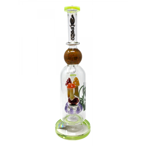 14" BIIGO Glass By Lookah Spiked Mushroom Perc Straight Water Pipe Rig (Green) - [GT060]