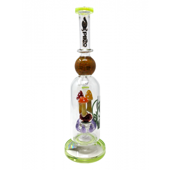 14" BIIGO Glass Bent Neck Funky Maushroom Perc Water Pipe By Lookah - Green [GT060]